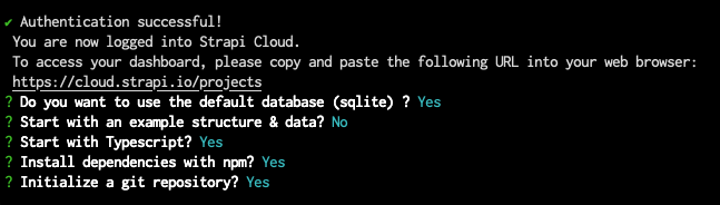 ターミナルからの質問と回答