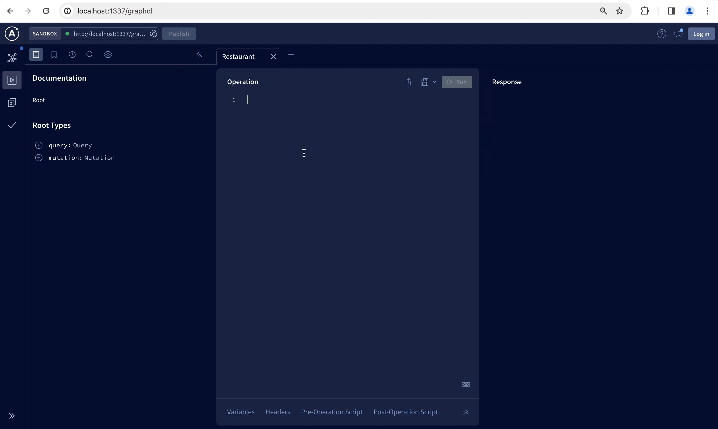 GraphQL playgroundの使用例