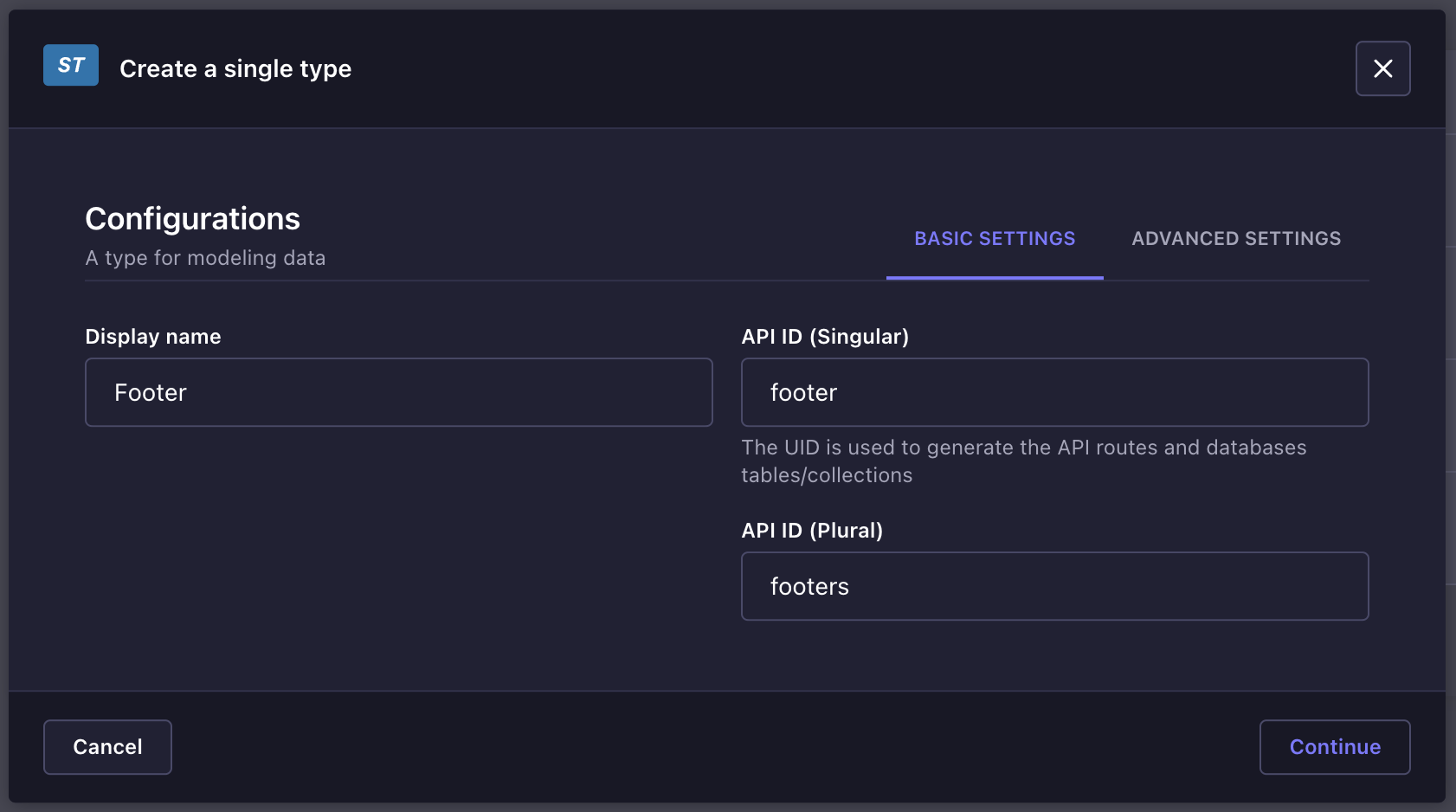 コンテンツタイプの作成