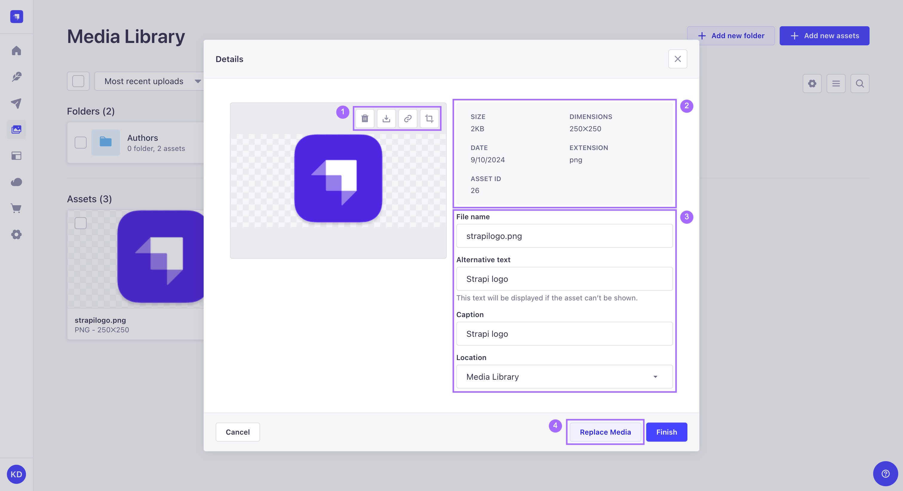 アセットの詳細ウィンドウ