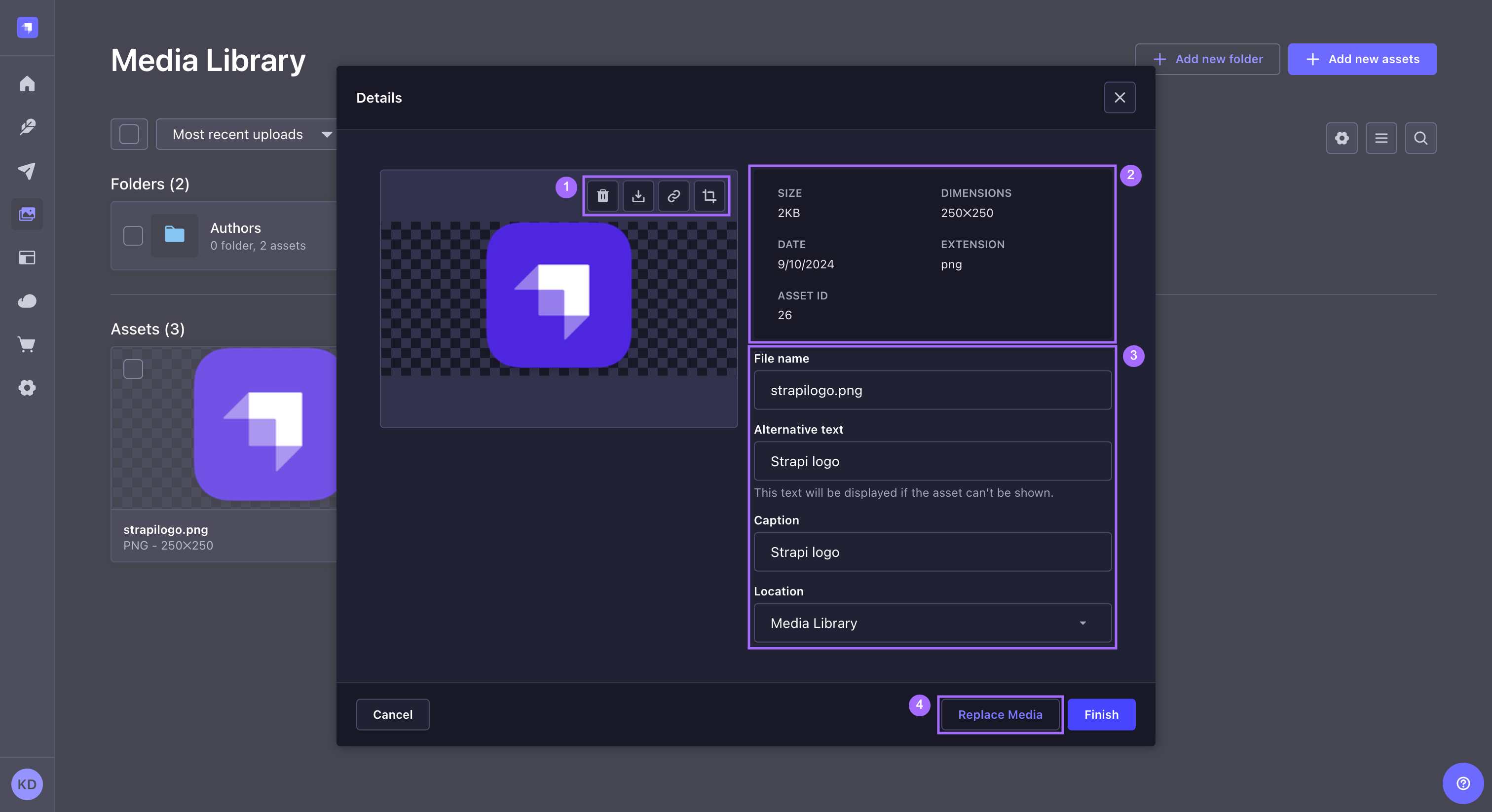 アセットの詳細ウィンドウ