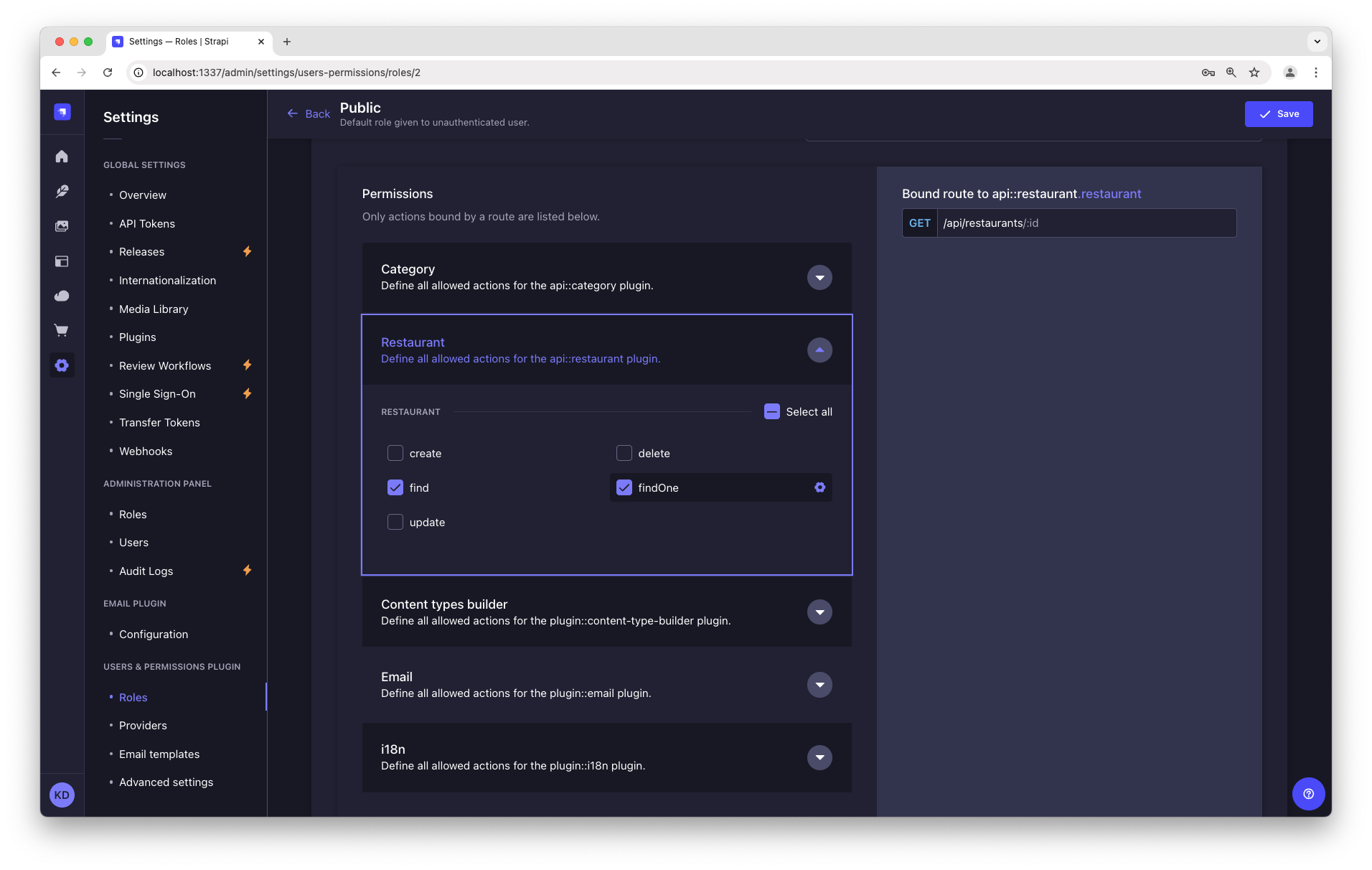 スクリーンショット: ユーザー & 権限プラグインのパブリック役割