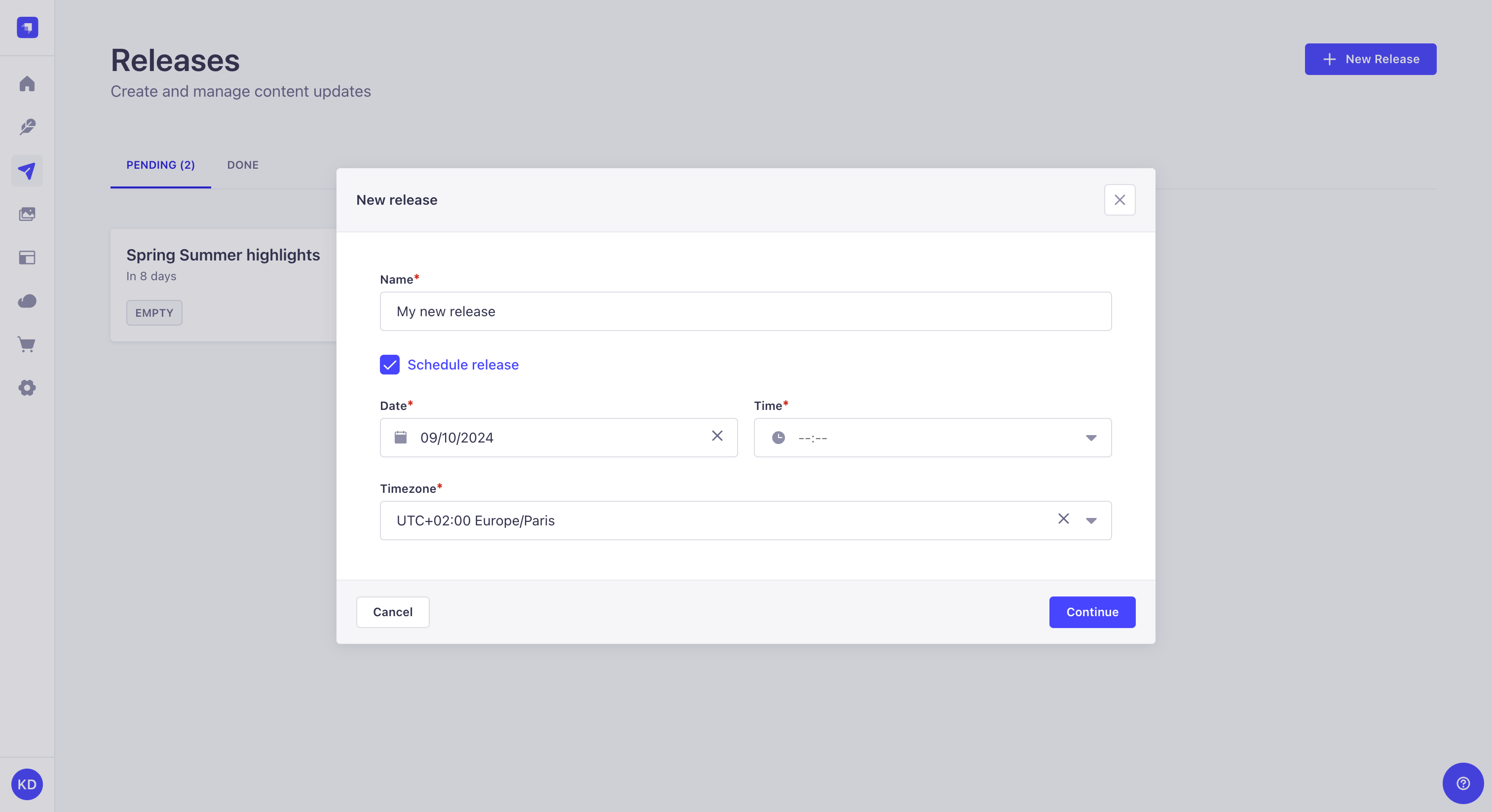新しいリリースの追加