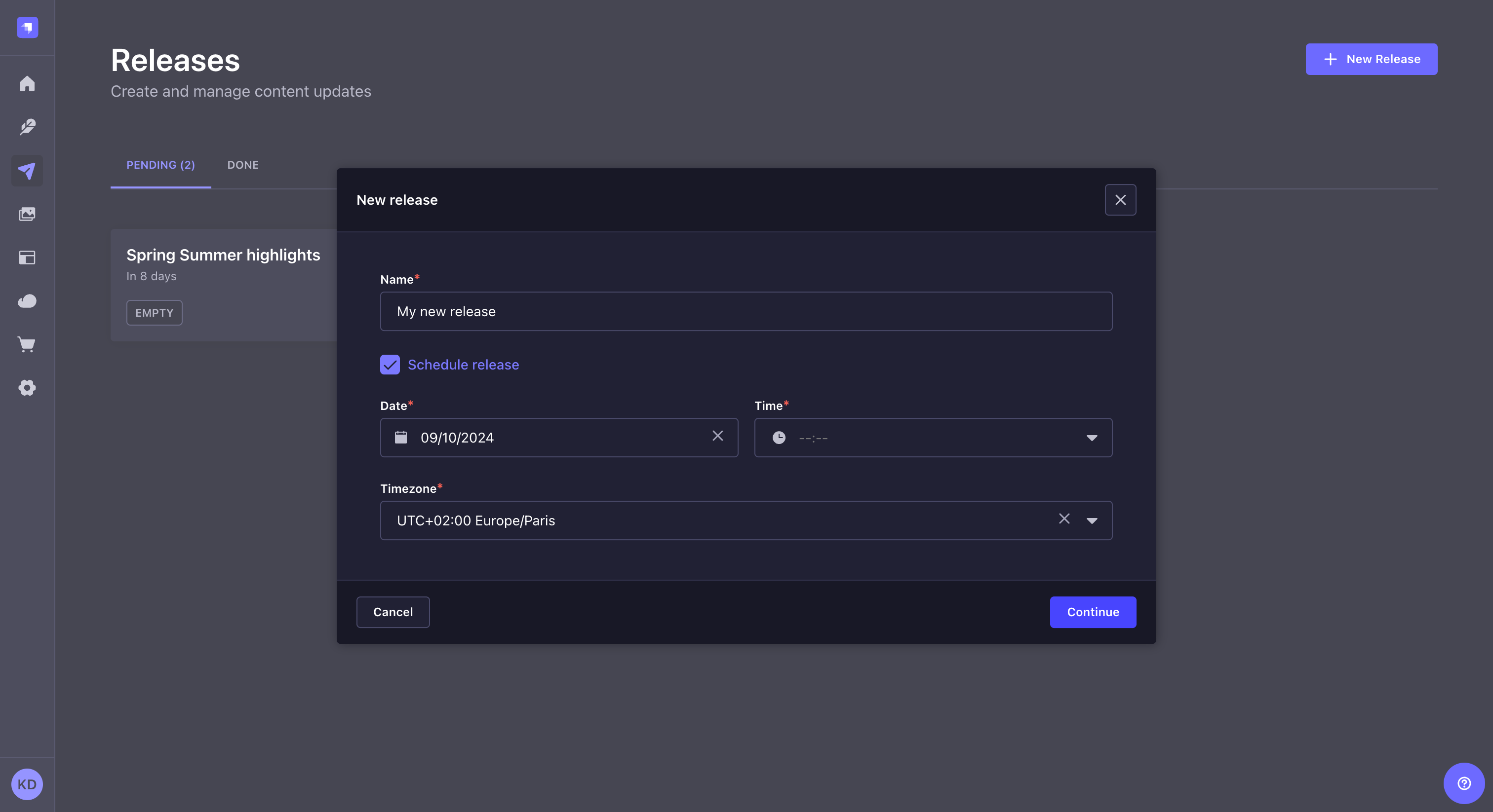 新しいリリースの追加