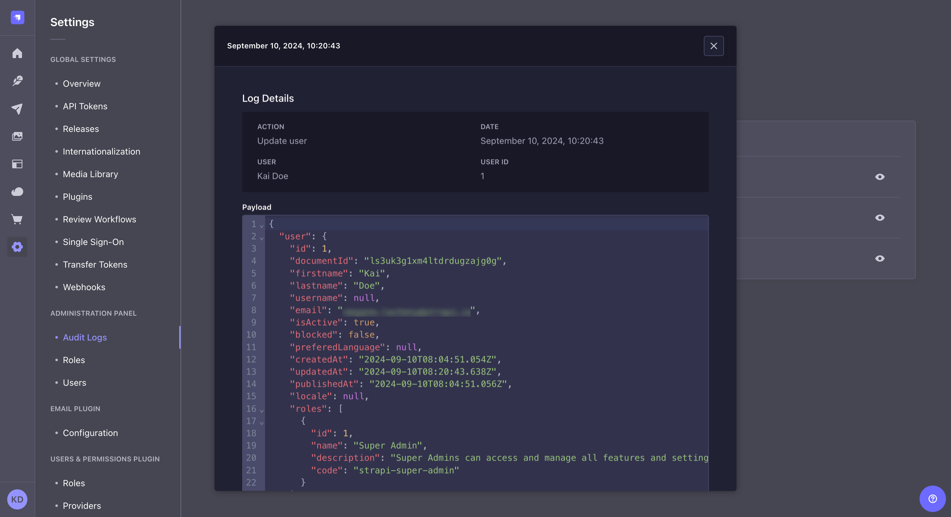 ログ詳細モーダル